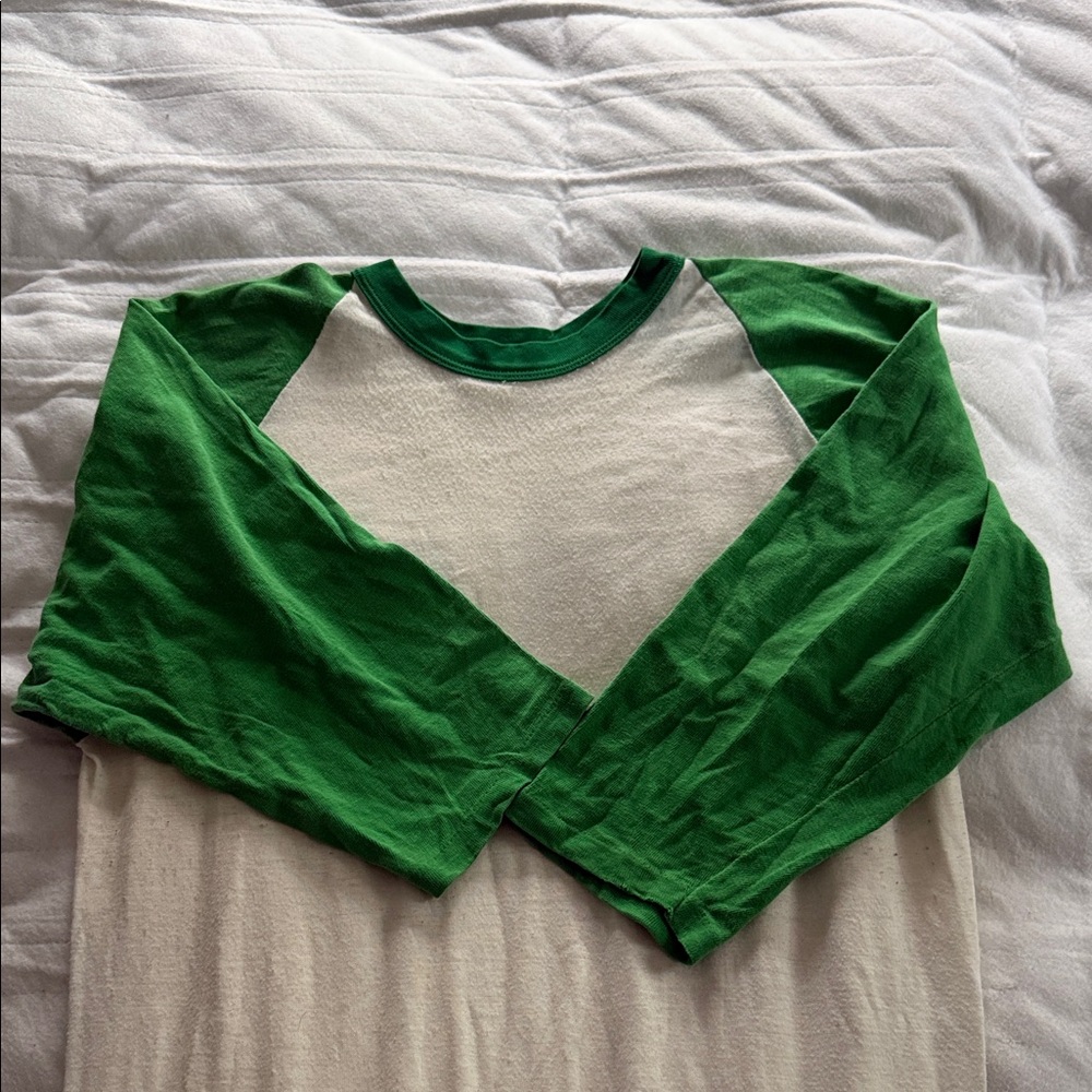 Vintage Green and Cream baseball tee with lettering